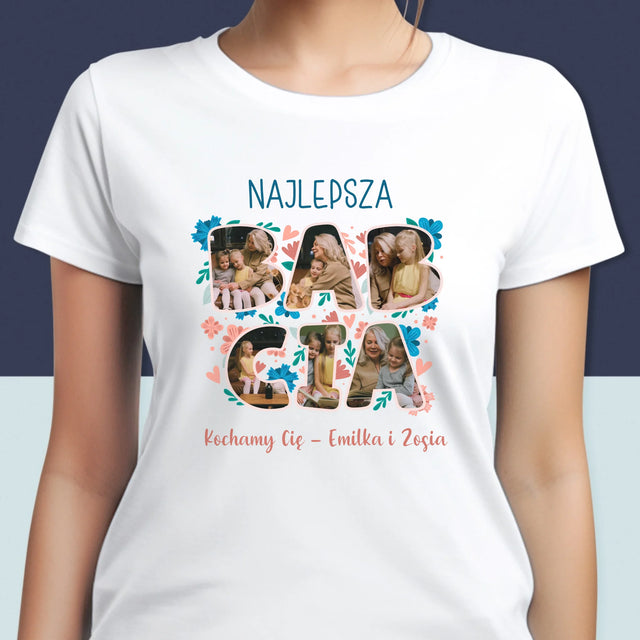 Słowo Ze Zdjęć: Najlepsza Babcia - Koszulka Damska z Nadrukiem