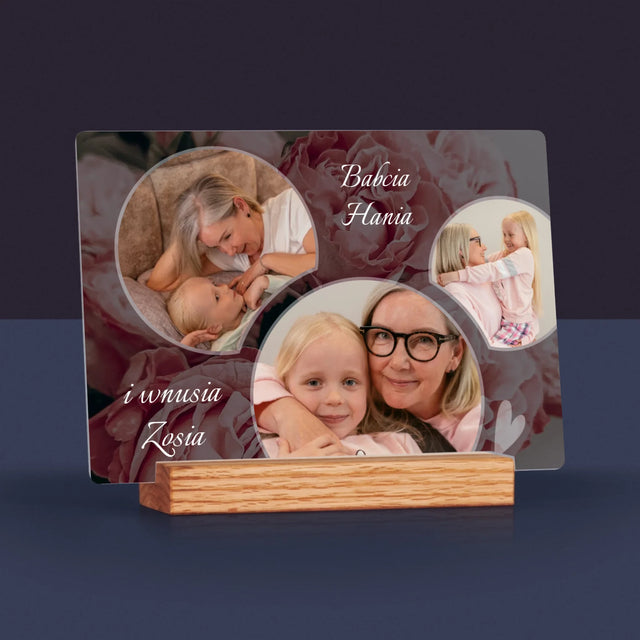 Fotokolaż: Babcia Kwiaty - Wydruk Na Szkle Akrylowym