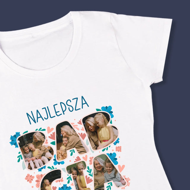 Słowo Ze Zdjęć: Najlepsza Babcia - Koszulka Damska z Nadrukiem