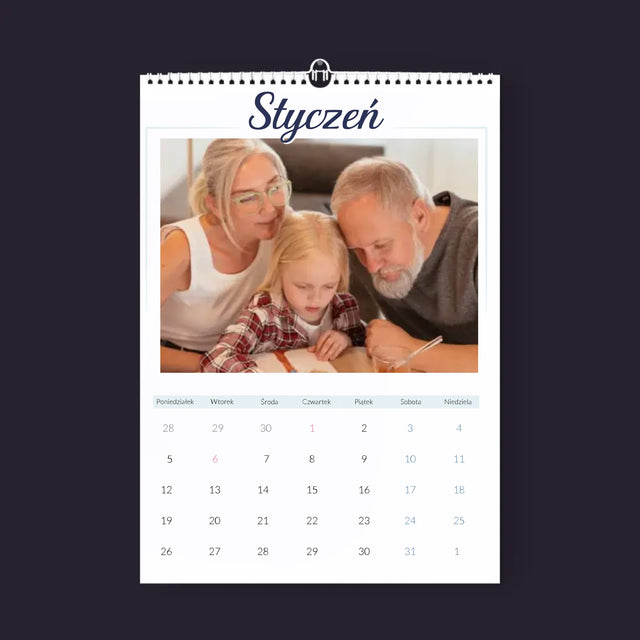 Zdjęcie i Podpis: Ukochanym Dziadkom - Personalizowany Kalendarz Ścienny