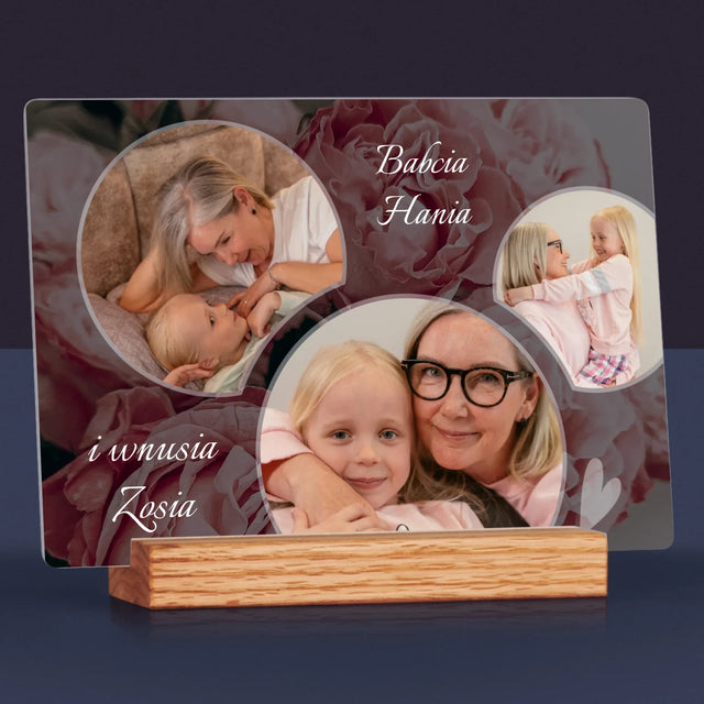 Fotokolaż: Babcia Kwiaty - Wydruk Na Szkle Akrylowym