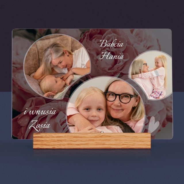 Fotokolaż: Babcia Kwiaty - Wydruk Na Szkle Akrylowym