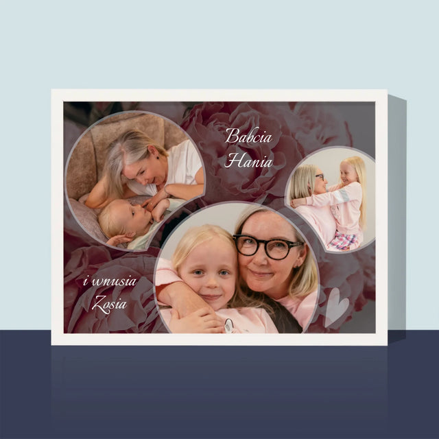 Fotokolaż: Babcia Kwiaty - Wydruk Obramowany