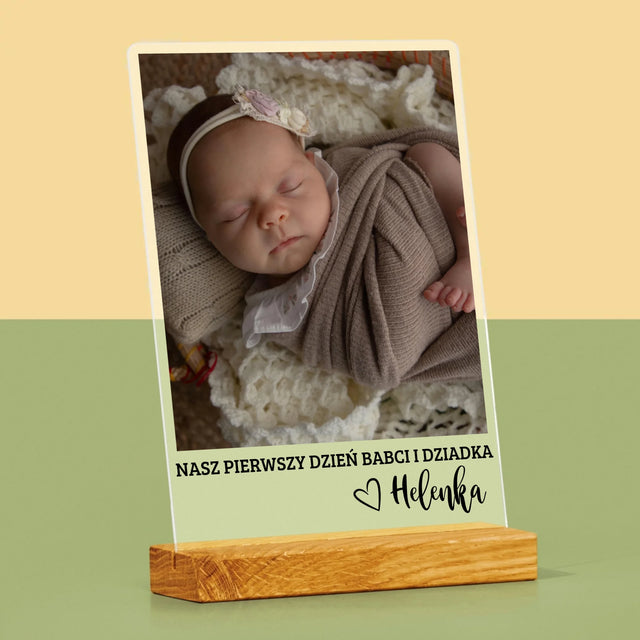 Zdjęcie i Podpis: Pierwszy Dzień Babci i Dziadka - Wydruk Na Szkle Akrylowym