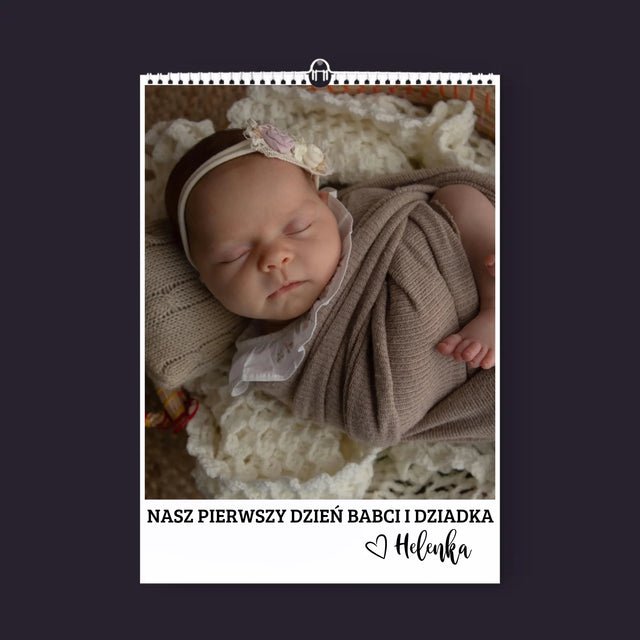 Zdjęcie i Podpis: Pierwszy Dzień Babci i Dziadka - Personalizowany Kalendarz Ścienny