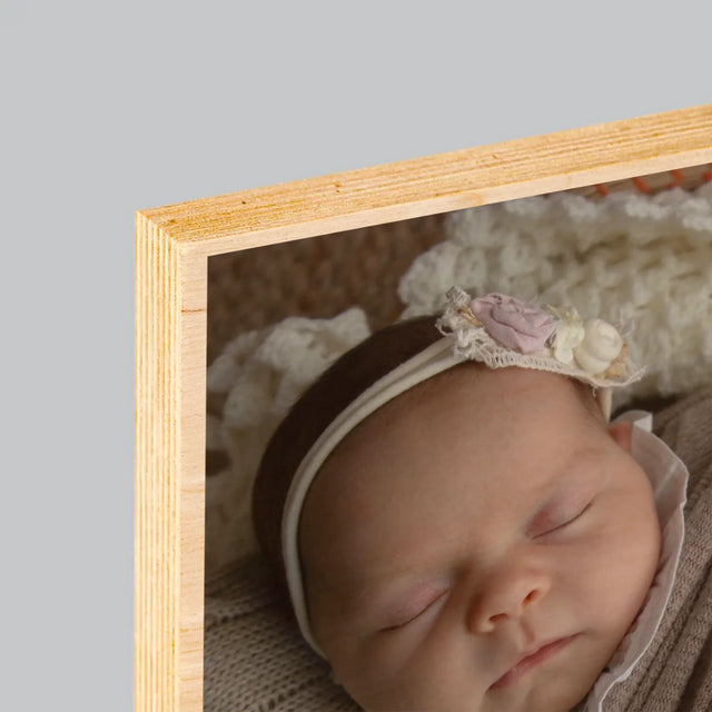 Zdjęcie i Podpis: Pierwszy Dzień Babci i Dziadka - Wydruk Na Drewnie