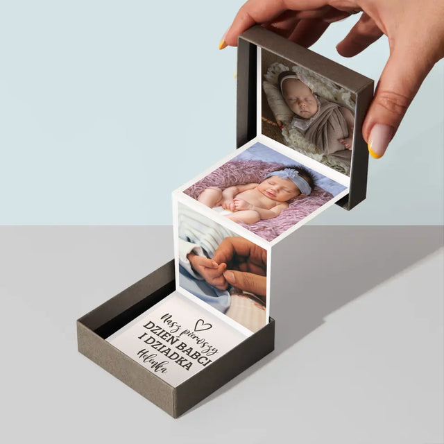 Zdjęcie i Podpis: Pierwszy Dzień Babci i Dziadka - Zestaw Zdjęć Harmonijka