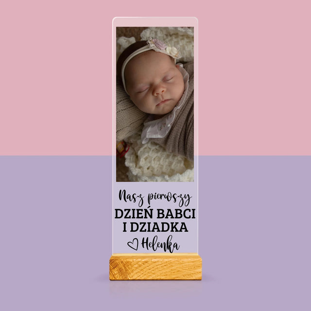 Zdjęcie i Podpis: Pierwszy Dzień Babci i Dziadka - Zdjęcie Na Szkle Akrylowym Fotobudka