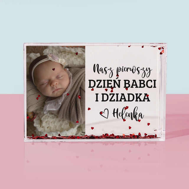 Zdjęcie i Podpis: Pierwszy Dzień Babci i Dziadka - Ramka Wodna