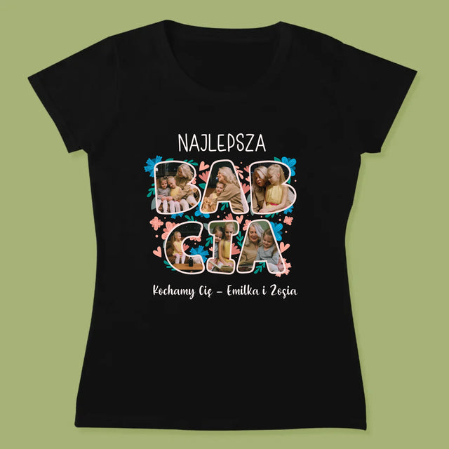 Słowo Ze Zdjęć: Najlepsza Babcia - Koszulka Damska z Nadrukiem