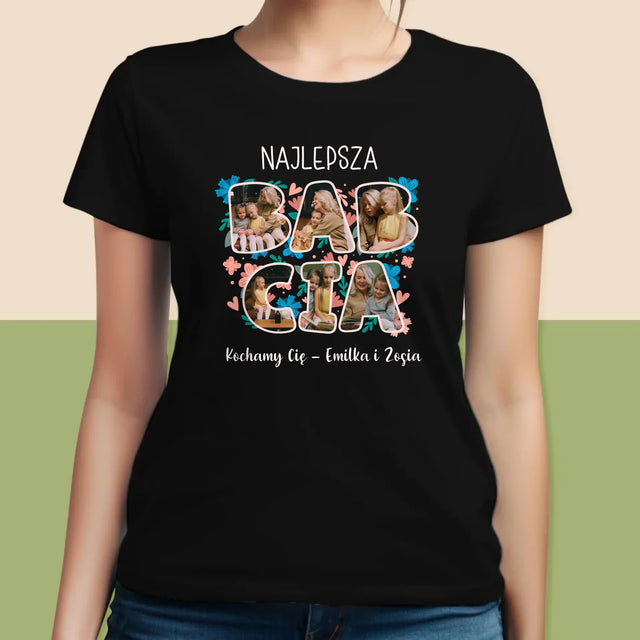 Słowo Ze Zdjęć: Najlepsza Babcia - Koszulka Damska z Nadrukiem