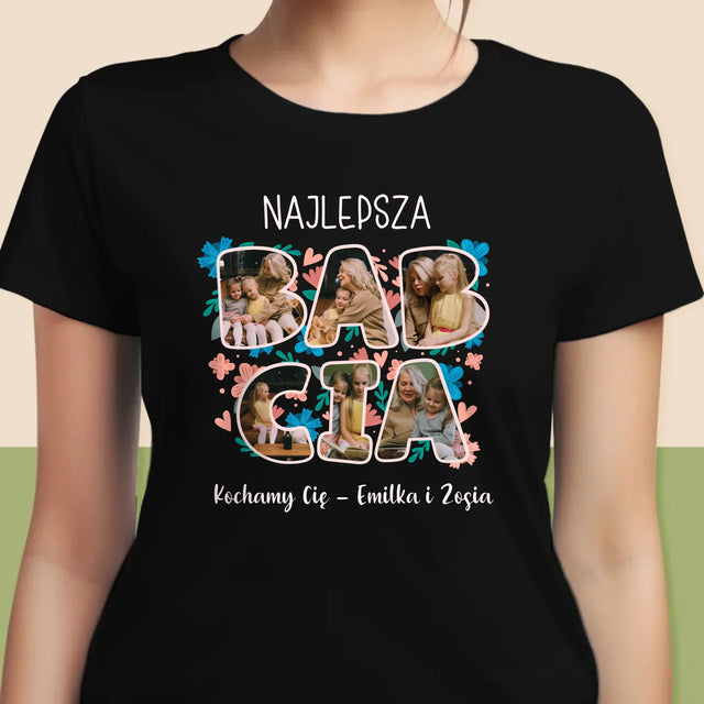 Słowo Ze Zdjęć: Najlepsza Babcia - Koszulka Damska z Nadrukiem