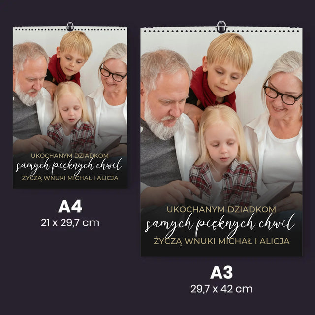 Zdjęcie i Podpis: Ukochanym Dziadkom - Personalizowany Kalendarz Ścienny