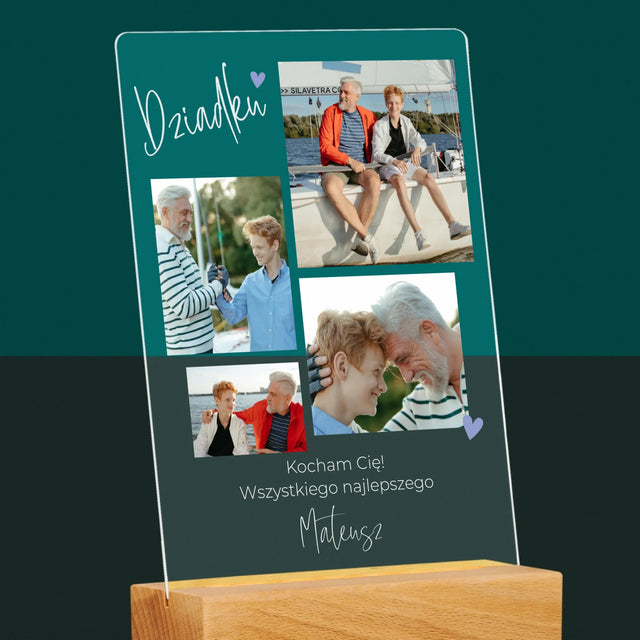 Fotokolaż: Dziadku Kocham Cię - Wydruk Na Szkle Akrylowym