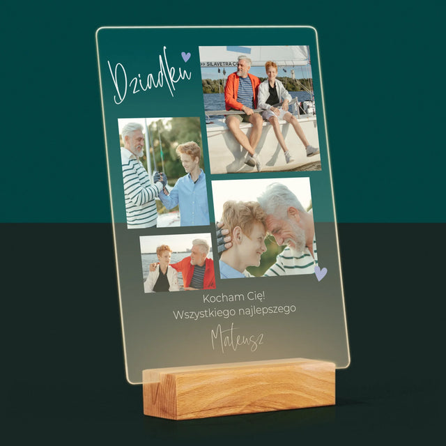 Fotokolaż: Dziadku Kocham Cię - Wydruk Na Szkle Akrylowym
