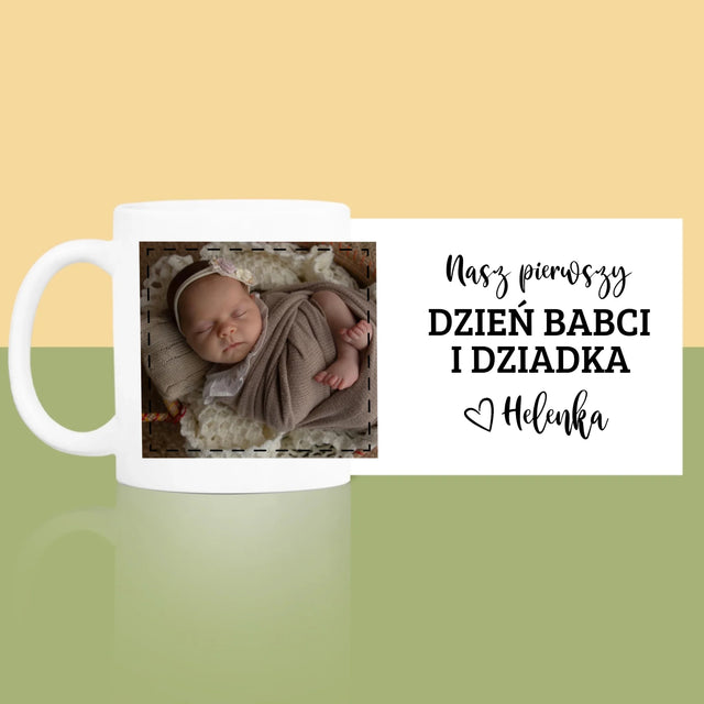 Zdjęcie i Podpis: Pierwszy Dzień Babci i Dziadka - Kubek z Nadrukiem