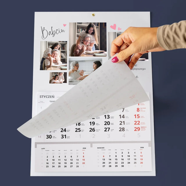 Fotokolaż: Babciu Kocham Cię - Personalizowany Kalendarz Jednodzielny