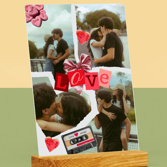 Fotokolaż: Love Retro - Wydruk Na Szkle Akrylowym