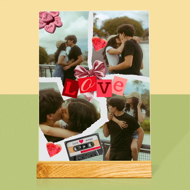 Fotokolaż: Love Retro - Wydruk Na Szkle Akrylowym