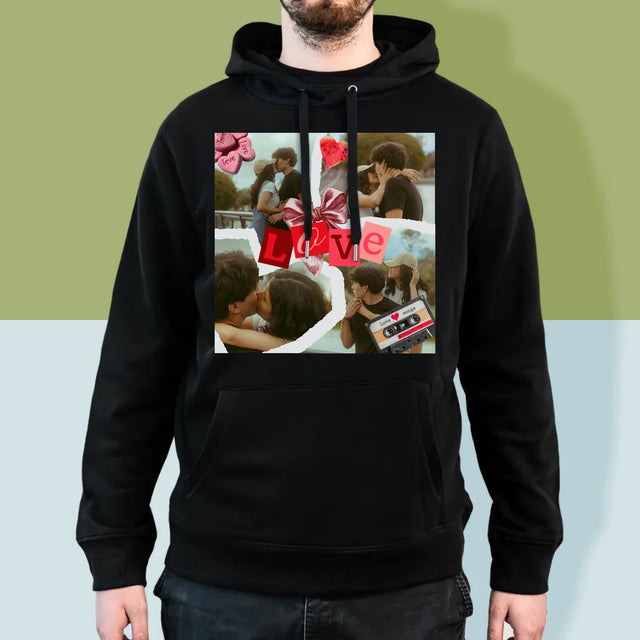 Fotokolaż: Love Retro - Bluza Męska z Kapturem