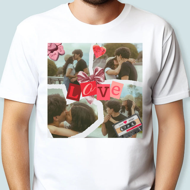 Fotokolaż: Love Retro - Koszulka Męska z Nadrukiem