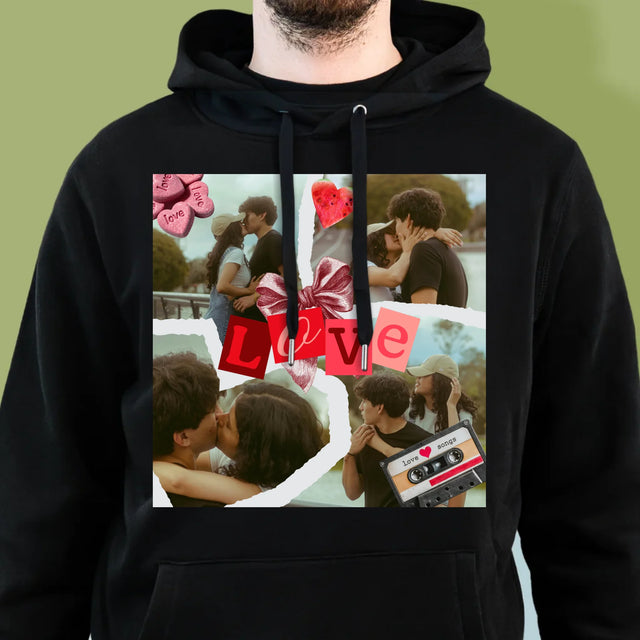 Fotokolaż: Love Retro - Bluza Męska z Kapturem