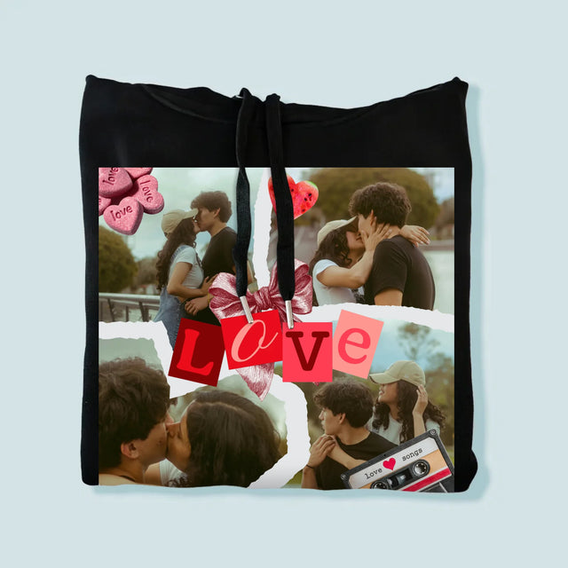 Fotokolaż: Love Retro - Bluza Męska z Kapturem