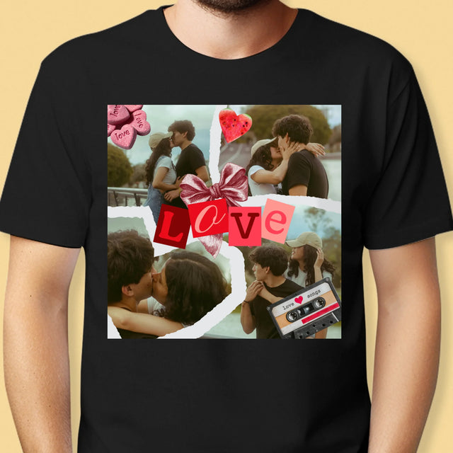 Fotokolaż: Love Retro - Koszulka Męska z Nadrukiem