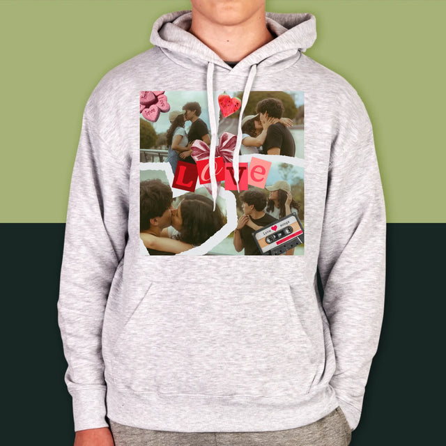 Fotokolaż: Love Retro - Bluza Męska z Kapturem
