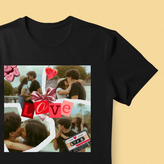 Fotokolaż: Love Retro - Koszulka Męska z Nadrukiem