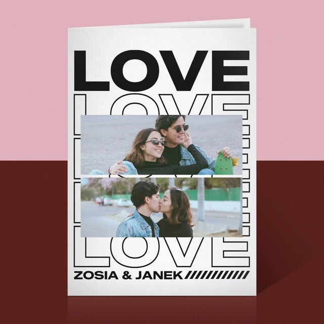 Fotokolaż: z Napisem Love - Kartka z Życzeniami