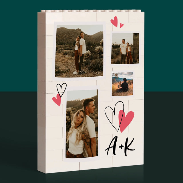 Fotokolaż: Serduszka Inicjały - Klocki LEGO z Nadrukiem