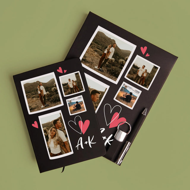 Fotokolaż: Serduszka Inicjały - Zestaw z Notatnikiem