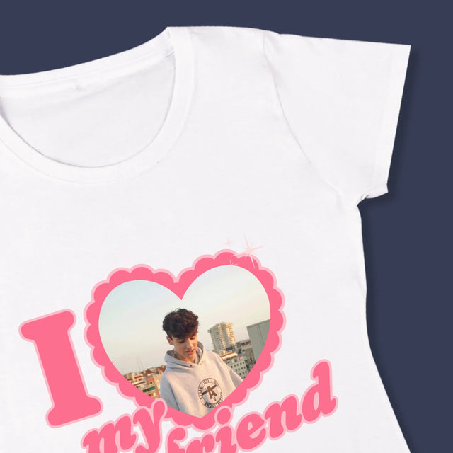 Zdjęcie i Podpis: i Love My Boyfriend - Koszulka Damska z Nadrukiem