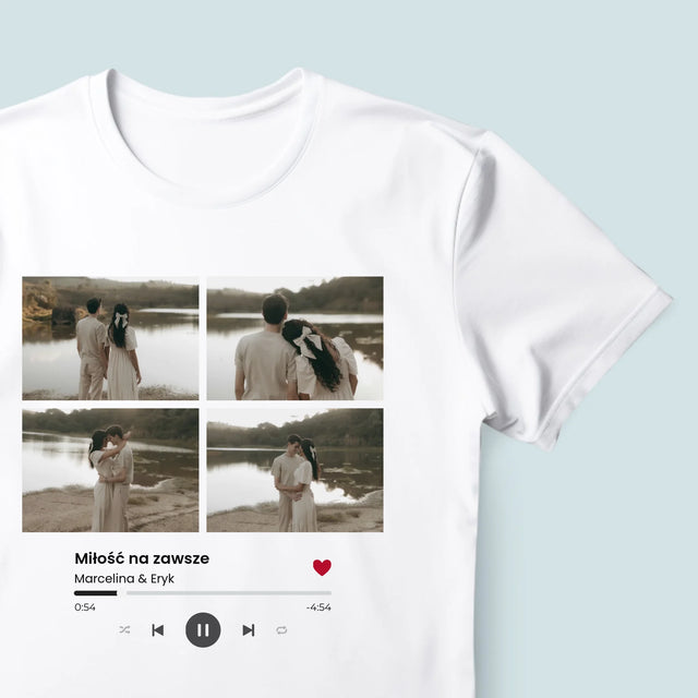 Fotokolaż: Spotify 4 Zdjęcia - Koszulka Męska z Nadrukiem