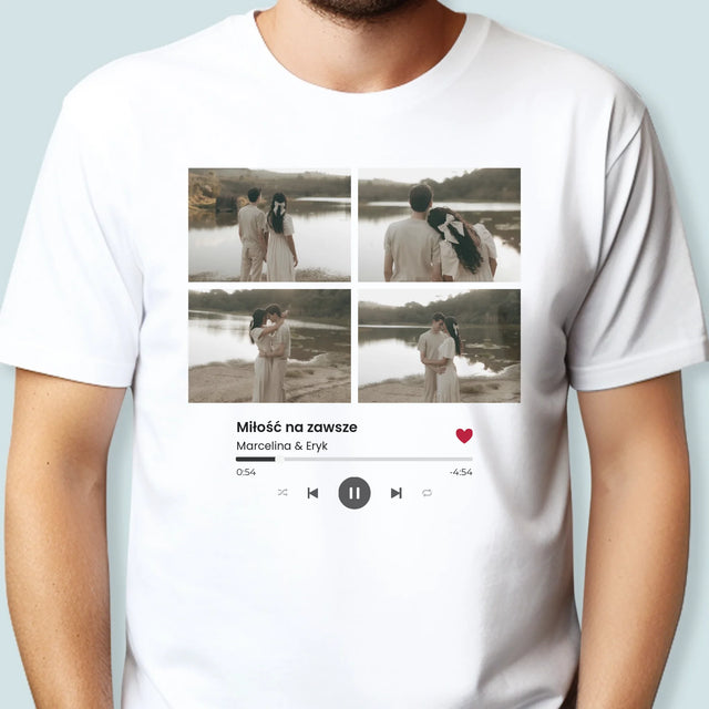 Fotokolaż: Spotify 4 Zdjęcia - Koszulka Męska z Nadrukiem