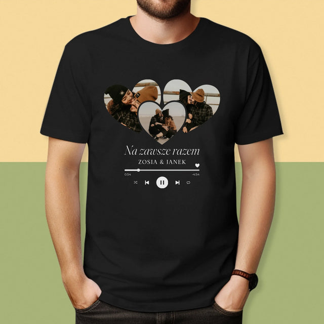 Fotokolaż: Spotify Serca - Koszulka Męska z Nadrukiem