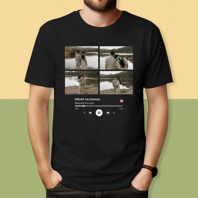 Fotokolaż: Spotify 4 Zdjęcia - Koszulka Męska z Nadrukiem