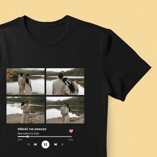 Fotokolaż: Spotify 4 Zdjęcia - Koszulka Męska z Nadrukiem