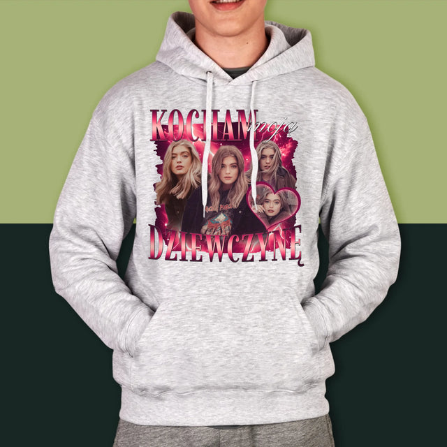 Twoja Postać: Bootleg Miłosny Dla Niego - Bluza Męska z Kapturem