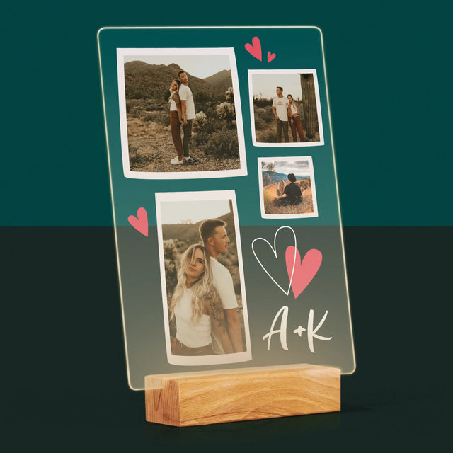 Fotokolaż: Serduszka Inicjały - Wydruk Na Szkle Akrylowym