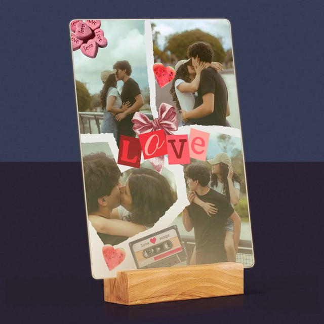 Fotokolaż: Love Retro - Wydruk Na Szkle Akrylowym