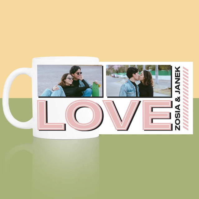 Fotokolaż: z Napisem Love - Kubek z Nadrukiem