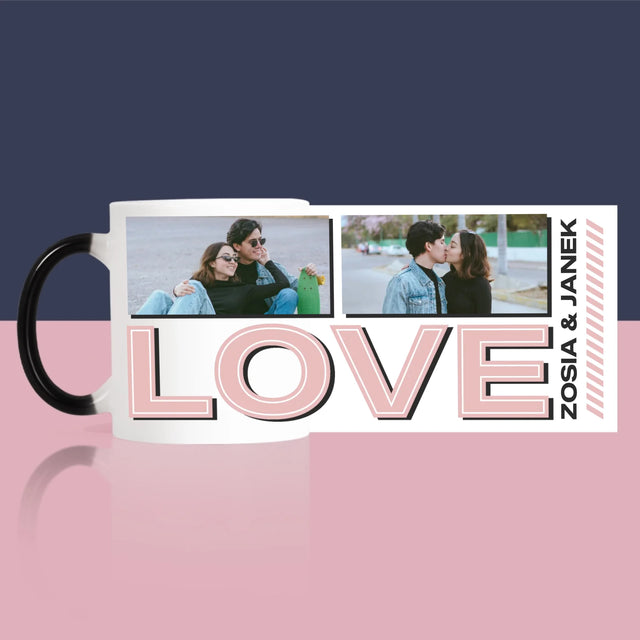 Fotokolaż: z Napisem Love - Kubek z Nadrukiem