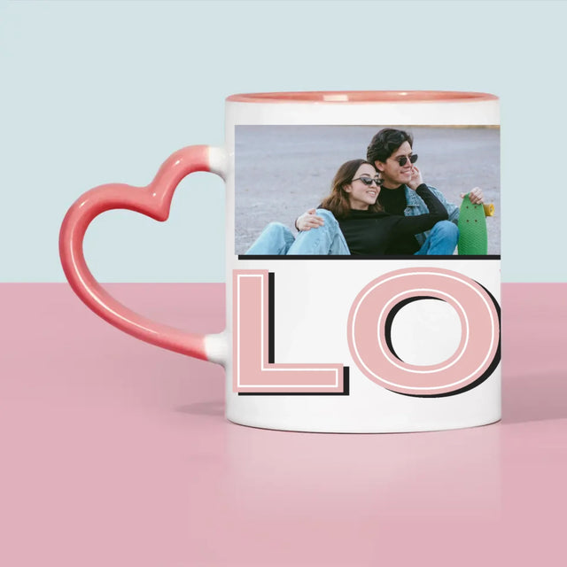 Fotokolaż: z Napisem Love - Kubek z Nadrukiem
