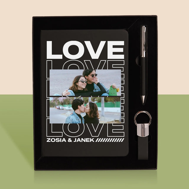 Fotokolaż: z Napisem Love - Zestaw z Notatnikiem