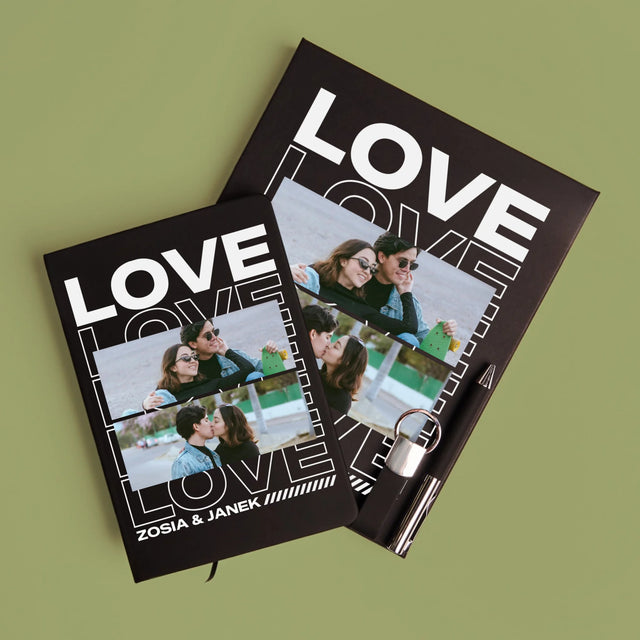 Fotokolaż: z Napisem Love - Zestaw z Notatnikiem
