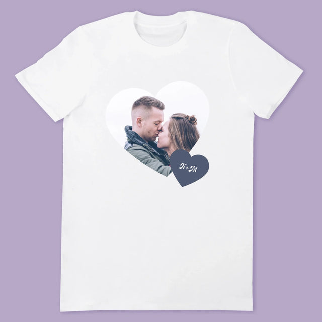 Fotokolaż: Inicjały Serce - Koszulki Dla Par