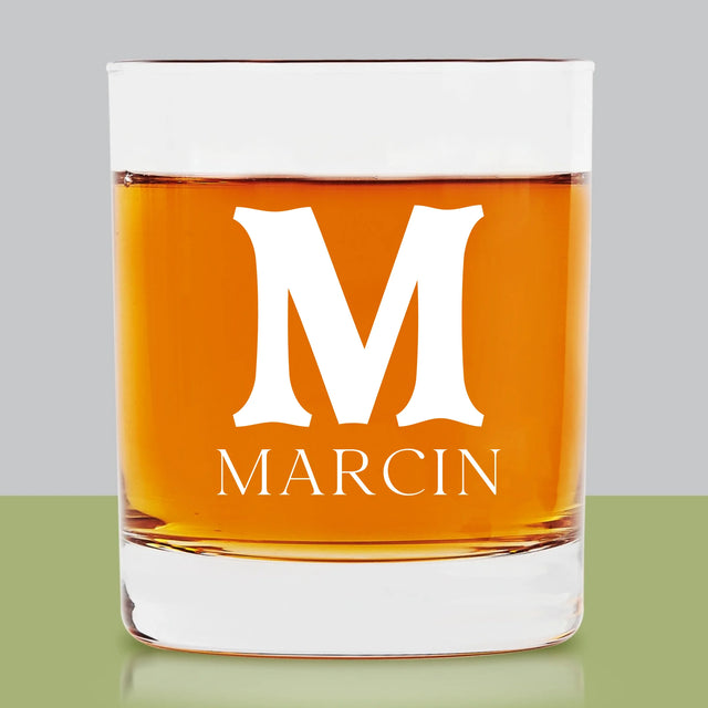 Monogram: Inicjał Imię Retro - Szklanka Do Whisky
