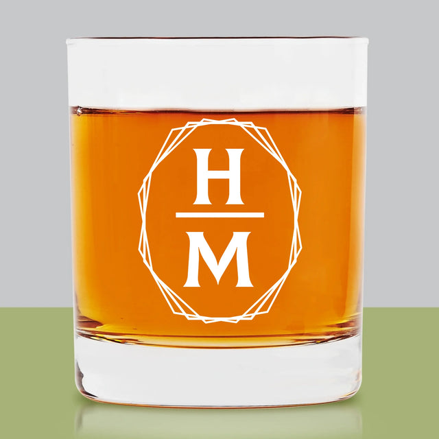 Monogram: Inicjały w Ramce - Szklanka Do Whisky
